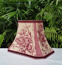 Schumacher Toile Fabric Lampshade, Red Brown