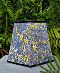 Large Marbled Paper Lampshade Blue Yellow Red Hexagon