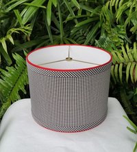 Black Gingham Lamp Shade, Drum Lampshade, Custom