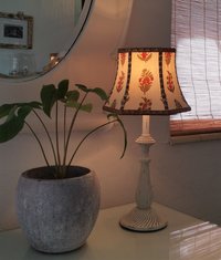 Floral Fabric Small Lampshade, Vintage Jofa Fabric Clip On Hex Bell