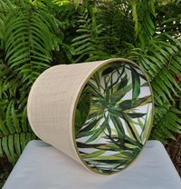 Raffia Lampshade, Green Bamboo Fabric Lined