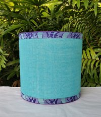 Turquoise Burlap Lampshade, Purple Trim Lamp Shade