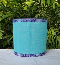 Turquoise Burlap Lampshade, Purple Trim Lamp Shade