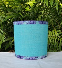 Turquoise Burlap Lampshade, Purple Trim Lamp Shade