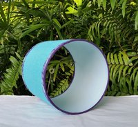 Turquoise Burlap Lampshade, Purple Trim Lamp Shade