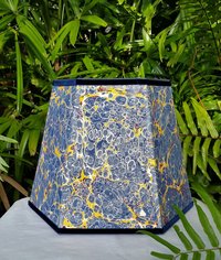 Large Marbled Paper Lampshade Blue Yellow Red Hexagon