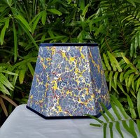 Large Marbled Paper Lampshade Blue Yellow Red Hexagon