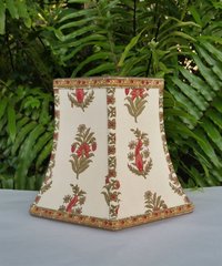 Floral Fabric Small Lampshade, Vintage Jofa Fabric Clip On Hex Bell