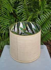 Raffia Lampshade, Green Bamboo Fabric Lined