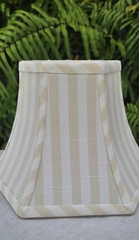 Beige White Stripe Linen Swing Arm Lampshade, Hexagon Bell Lamp Shade