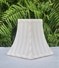Beige White Stripe Linen Swing Arm Lampshade, Hexagon Bell Lamp Shade
