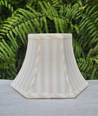 Beige White Stripe Linen Swing Arm Lampshade, Hexagon Bell Lamp Shade