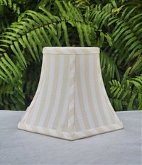 Beige White Stripe Linen Swing Arm Lampshade, Hexagon Bell Lamp Shade