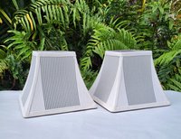 Gray White Square Bell Frame Lampshade Table Lamp