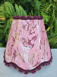 Marbled Paper Lampshade Pink Scallop Clip On