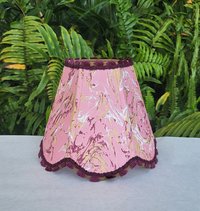 Marbled Paper Lampshade Pink Scallop Clip On