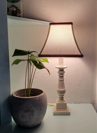 Small White Linen Lamp Shade Blue or Red Trim Clip On Lampshade