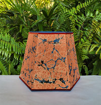 Large Marbled Paper Lampshade Orange Blue Hexagon Frame