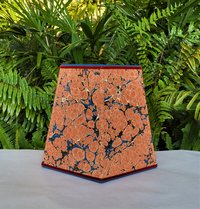 Large Marbled Paper Lampshade Orange Blue Hexagon Frame