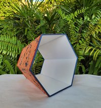 Large Marbled Paper Lampshade Orange Blue Hexagon Frame