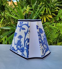 Rectangle Table Lampshade, Asian, Cobalt Blue White Lamp Shade