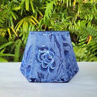 Indonesian Fabric Lampshade Blue Hexagon Clip On