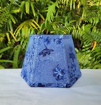 Indonesian Fabric Lampshade Blue Hexagon Clip On