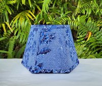 Indonesian Fabric Lampshade Blue Hexagon Clip On