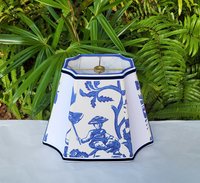 Rectangle Table Lampshade, Asian, Cobalt Blue White Lamp Shade