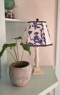 Rectangle Table Lampshade, Asian, Cobalt Blue White Lamp Shade