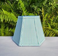 Aqua White Stripe Lampshade, Clip On Hexagon Lamp Shade