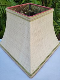 Raffia Cloth with Tropical Lining Lampshade Square Bell Frame