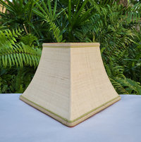 Raffia Cloth with Tropical Lining Lampshade Square Bell Frame