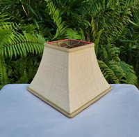 Raffia Cloth with Tropical Lining Lampshade Square Bell Frame