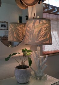 Raffia Lampshade, Green Bamboo Fabric Lined