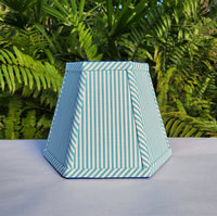 Aqua White Stripe Lampshade, Clip On Hexagon Lamp Shade