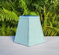 Aqua White Stripe Lampshade, Clip On Hexagon Lamp Shade