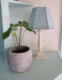 Aqua White Stripe Lampshade, Clip On Hexagon Lamp Shade