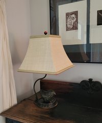 Raffia Cloth with Tropical Lining Lampshade Square Bell Frame