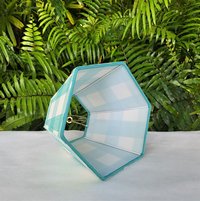 Aqua Ivory Check Lampshade, Clip On Hexagon Lamp Shade