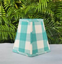 Aqua Ivory Check Lampshade, Clip On Hexagon Lamp Shade