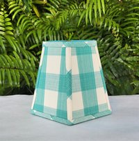 Aqua Ivory Check Lampshade, Clip On Hexagon Lamp Shade