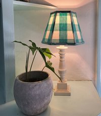 Aqua Ivory Check Lampshade, Clip On Hexagon Lamp Shade