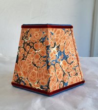 Small Marbled Paper Lampshade Clip On Orange Blue Hexagon Frame