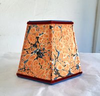 Small Marbled Paper Lampshade Clip On Orange Blue Hexagon Frame