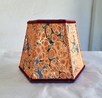 Small Marbled Paper Lampshade Clip On Orange Blue Hexagon Frame