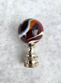 Red Lamp Finial, White Swirls