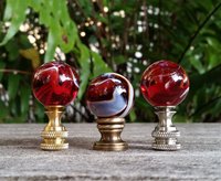 Red Lamp Finial, White Swirls