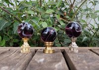 Purple Lamp Finial, White Swirls