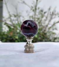 Purple Lamp Finial, White Swirls